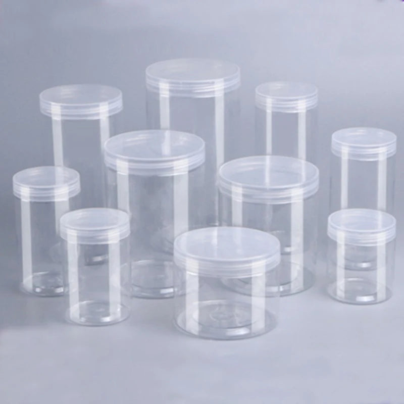 Clear Sealed Tank Jar Lid Circular Storage Bucket Cans Nut Qme