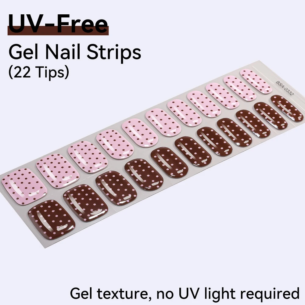 22Tips French Red Heart Kiss UV-Free Gel Nail Stickers Glitter Flower Qme BSA-0332