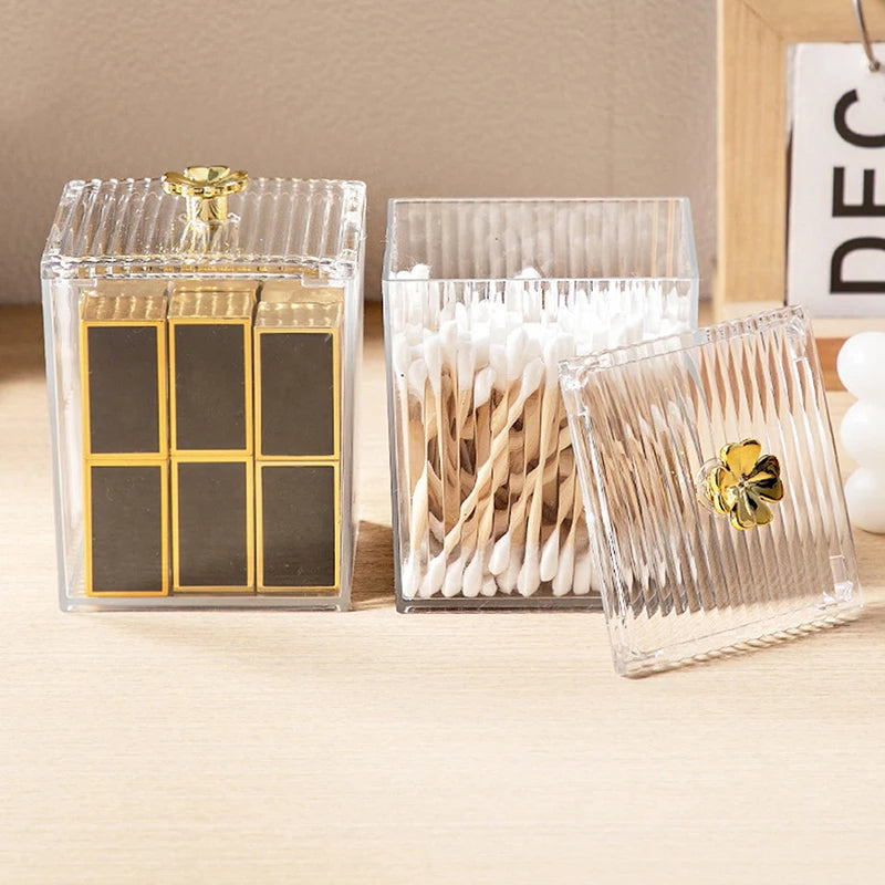Cotton Puff Storage Box Cosmetic Makeup Organizer Bathroom Jar Swab Qme