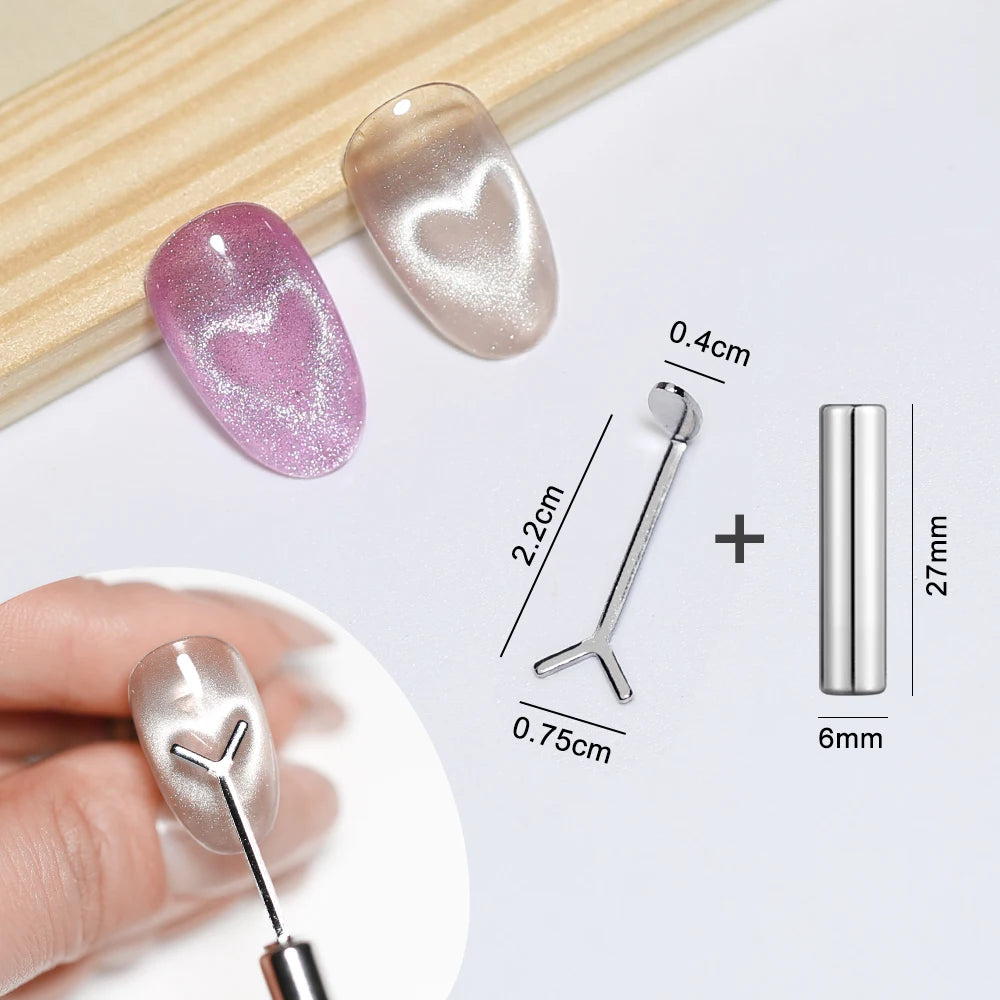 DIY Design Cat Eye Nail Art Magnet Heart Rabbit Striped Tool Red Qme GJ-CTB-011