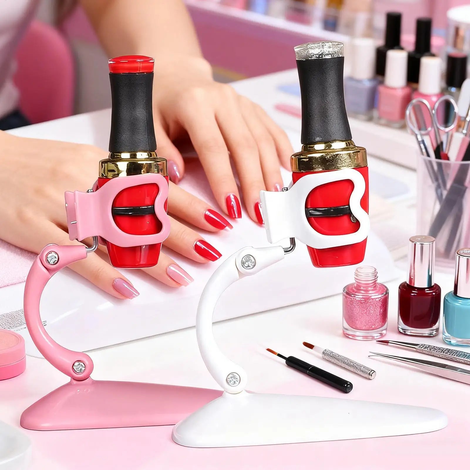 Nail Polish Bottle Holder Display Fixing Clip Adjustable Gel Nail Polish Holder Organizer for Beauty Women Girls Home Manicure Qme