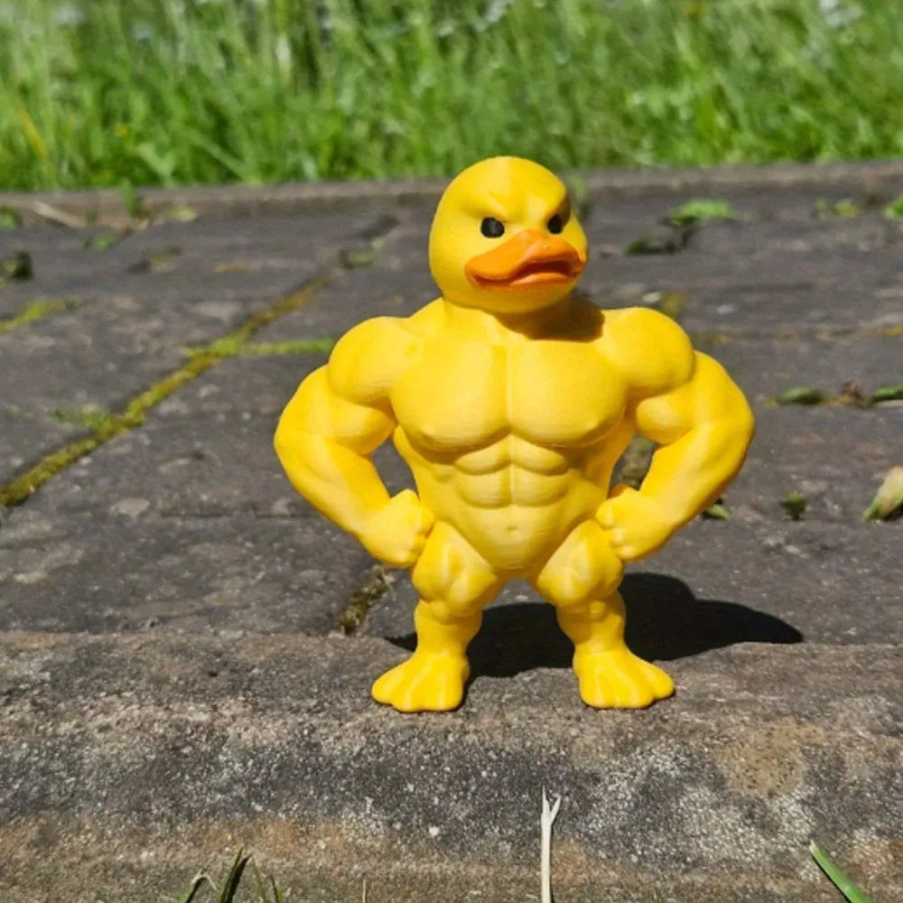 Muscle Duck Statue -3D Desktop Decor,Cute Bookshelf Whimsical Figurine,Multifunctional Indoor/Outdoor Decoration, Home Accessory Qme
