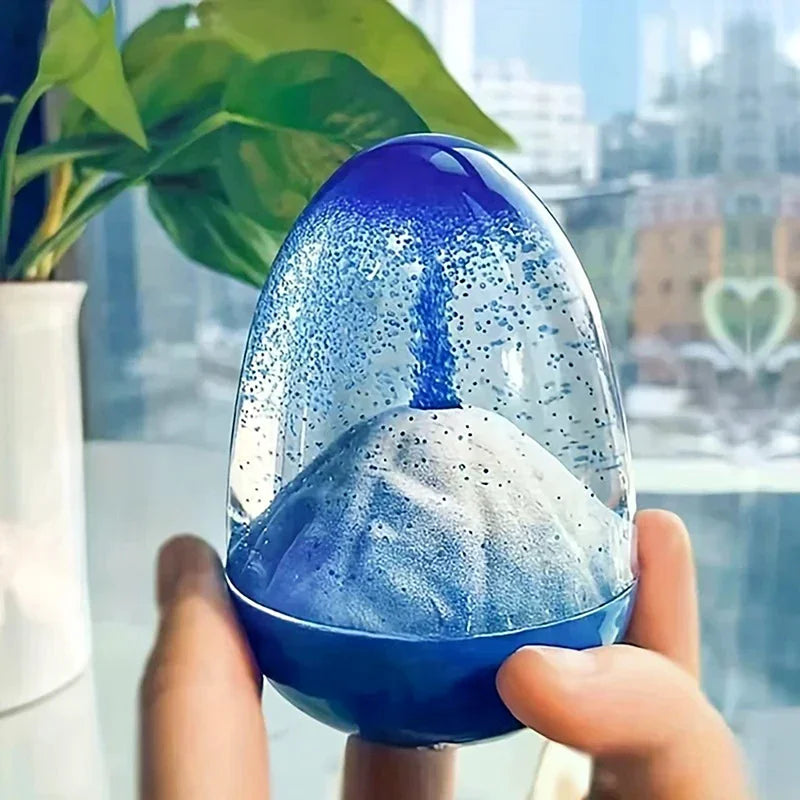 Eggshell Volcanic Eruption, Floating Sand Volcanic Eruption Ornament, Acrylic Crystal Liquid Hourglass Timer Ornament. Qme