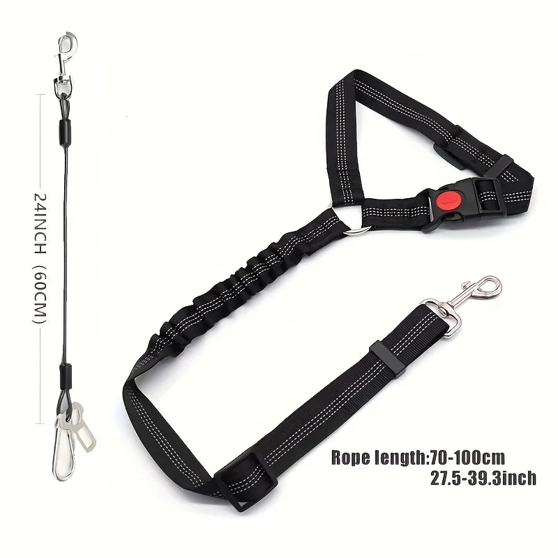Car dog car seat belt, 2-in-1 heavy-duty pet wire seat belt, suitable for medium and large dogs Qme black
