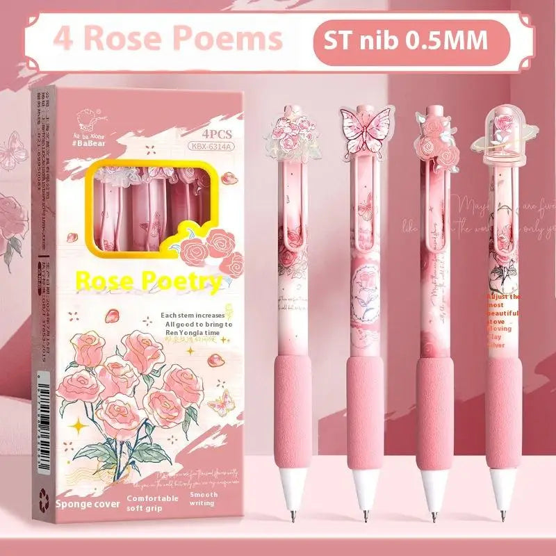 Black Ink Press Gel Pen Butterfly Patch Ballpoint Writing Tools Qme A1