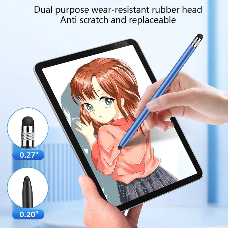 Universal Pencil Double Silicon Head Touch Capacitive Screen Stylus Qme