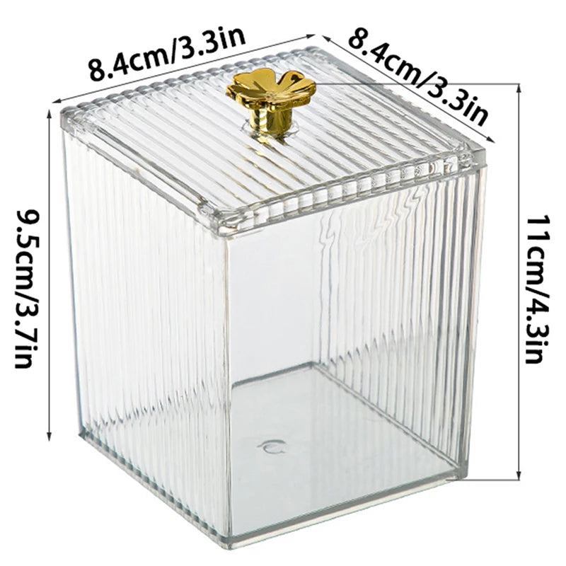 Cotton Puff Storage Box Cosmetic Makeup Organizer Bathroom Jar Swab Qme Transparent