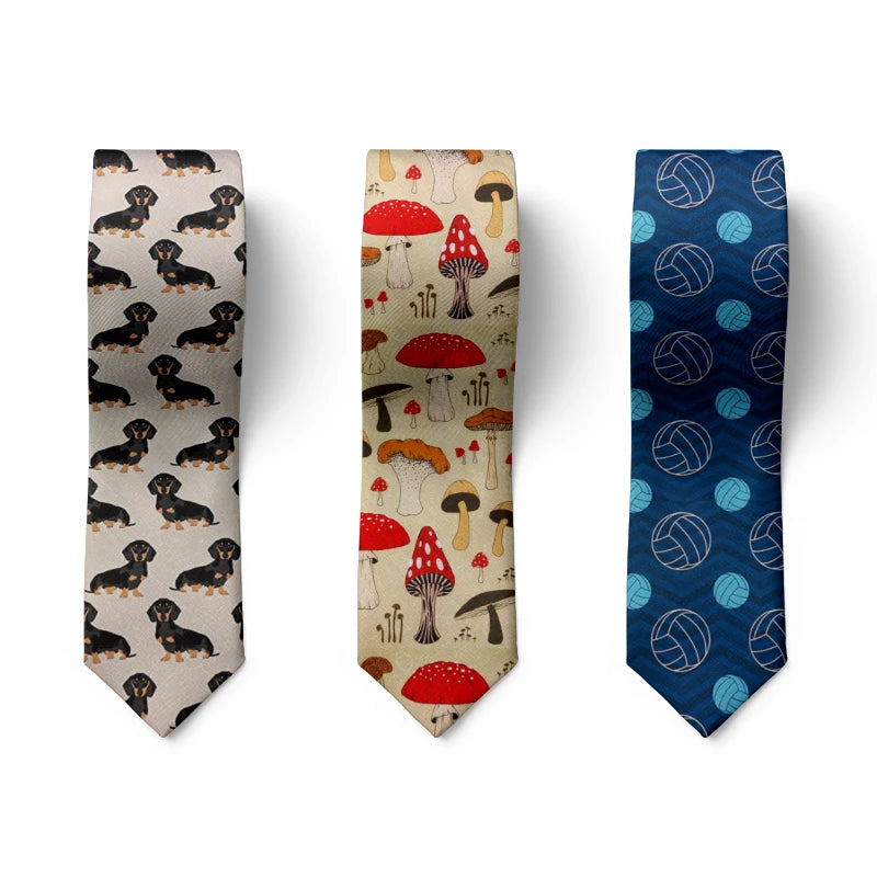 Funny Mushroom Dog Tie Men's Fashion Wedding Keyboard Business Party Qme