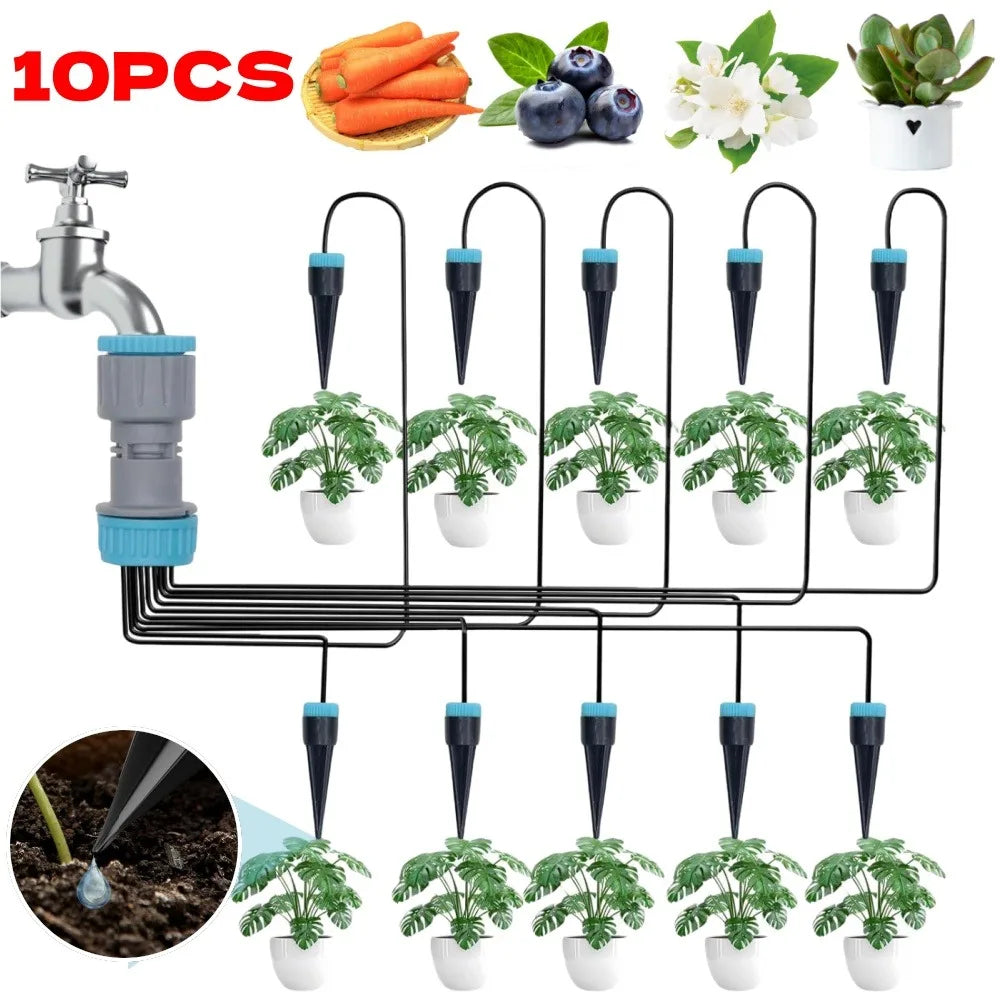Garden Automatic Irrigation kit 10Pcs Drip Nozzles Plant Watering Devices Gardening Irrigation System Water Saving Sprinklers Qme