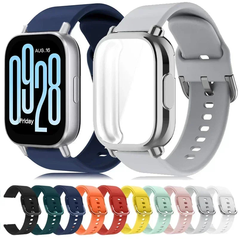 Protector Case+Silicone Strap For Xiaomi Redmi Watch 5 active/5 Lite Full Cover Screen TPU Soft Shell and Breathable Sport Band Qme