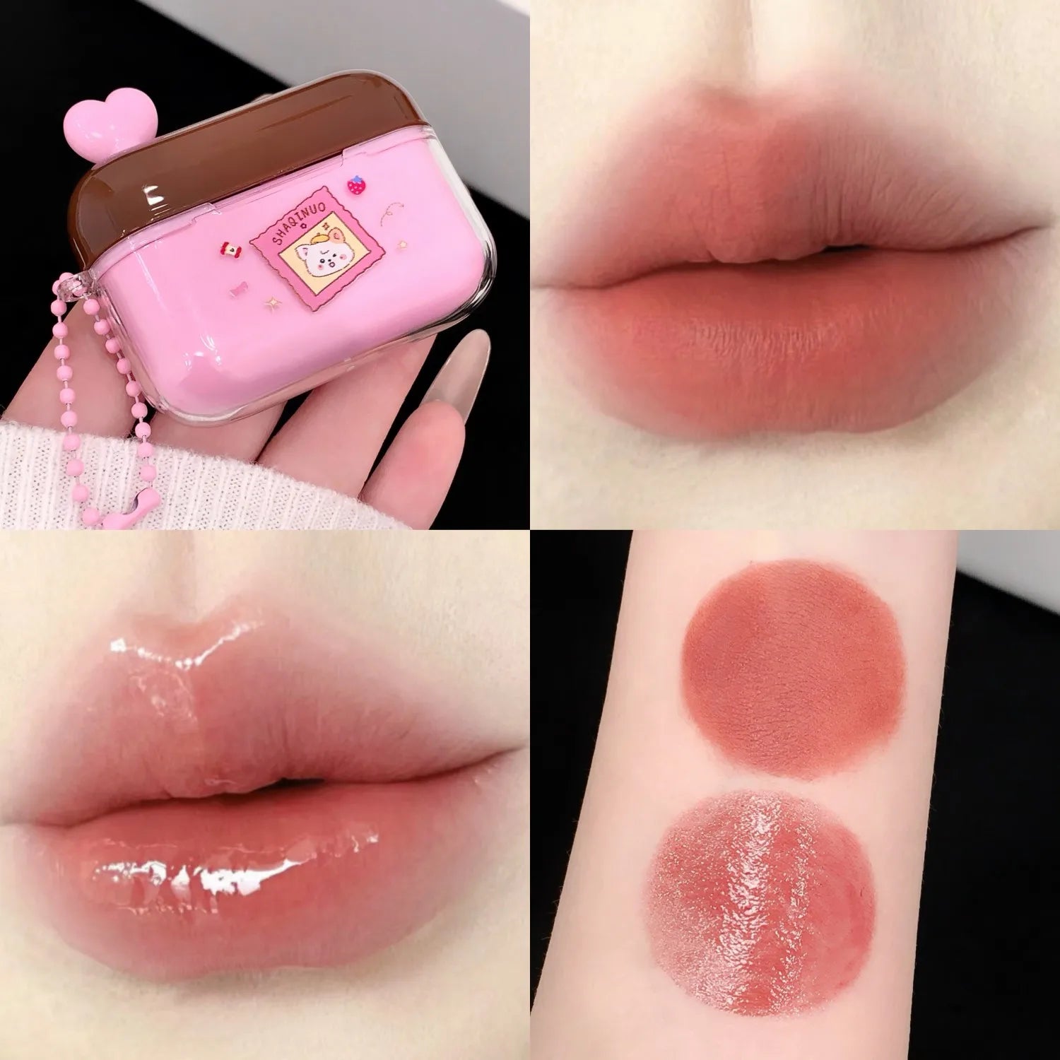 SHAQINUO Water Gloss Velvet Matte Lip Glaze Combination Two-pack Qme S9150-5
