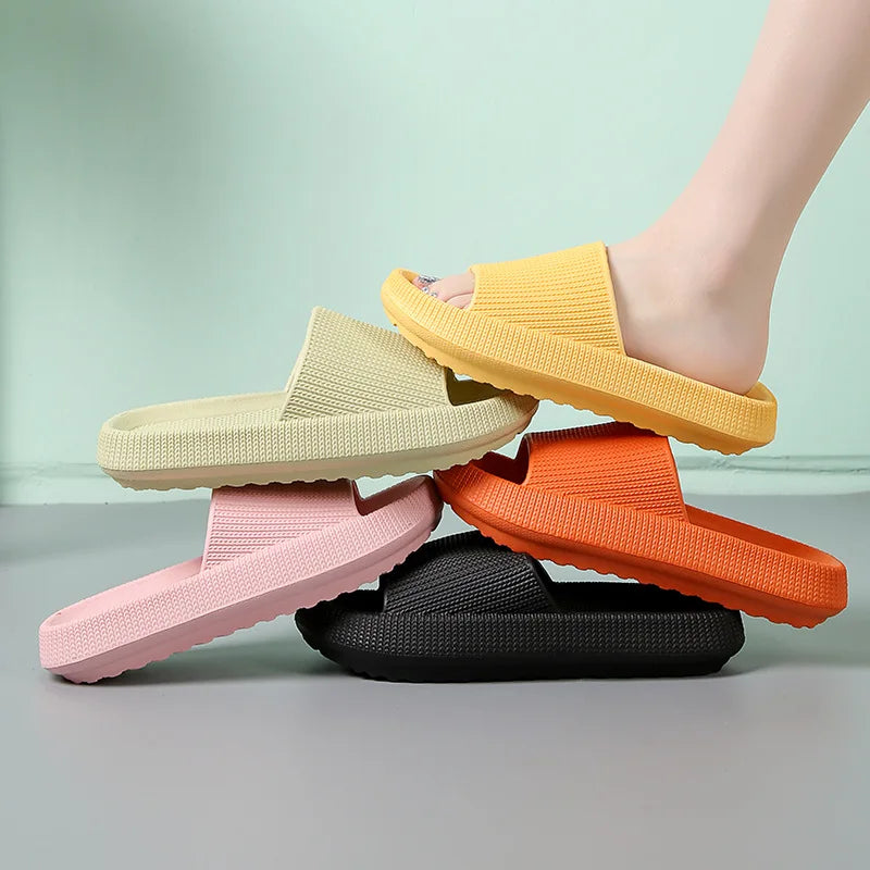 Women Thick Platform Cloud Slippers Summer Beach Eva Soft Sole Slide Sandals Leisure Men Ladies Indoor Bathroom Anti-slip Shoes Qme