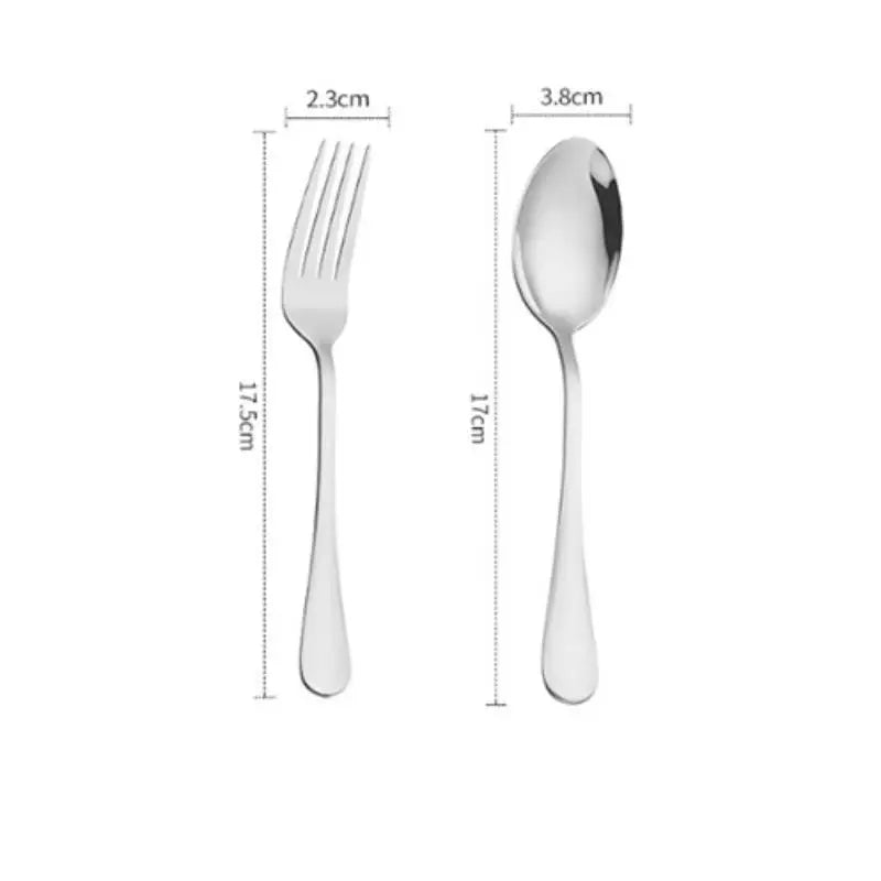 2pcs Tableware Stainless Steel Dinnerware Set Spoon Fork Cutlery Flatware Dishwasher Safe Kitchen Set Qme Silver