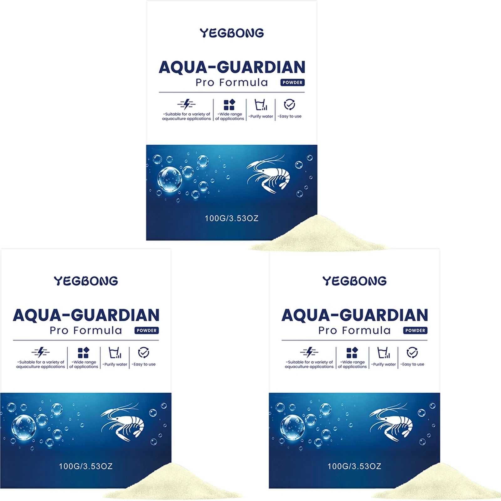 Aquarium Water Purifier Powder Remove Impurities Purify Water Improve Water Quality Safe Easy to Use Fish Tank Water Conditioner Qme 3 x 100g Boxed