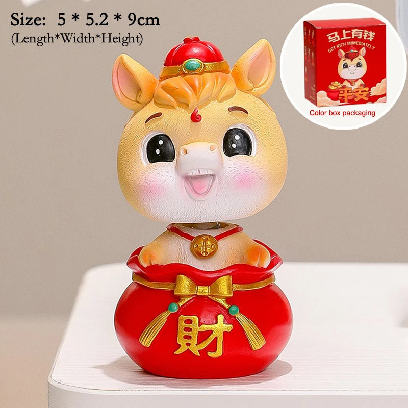 2026 Cute Year Of The Horse Ornament Lucky New Year Horse Toy DIY Desktop Decoration Car Ornament Pony Decor New Year Gift Qme A40