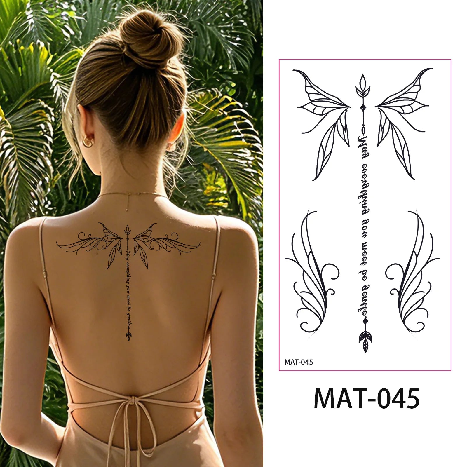 A 6/9pcs Temporary Tattoos for Women - Black Heart, Butterfly, Floral & Celestial Designs | Waterproof Fake Tattoo Stickers Qme