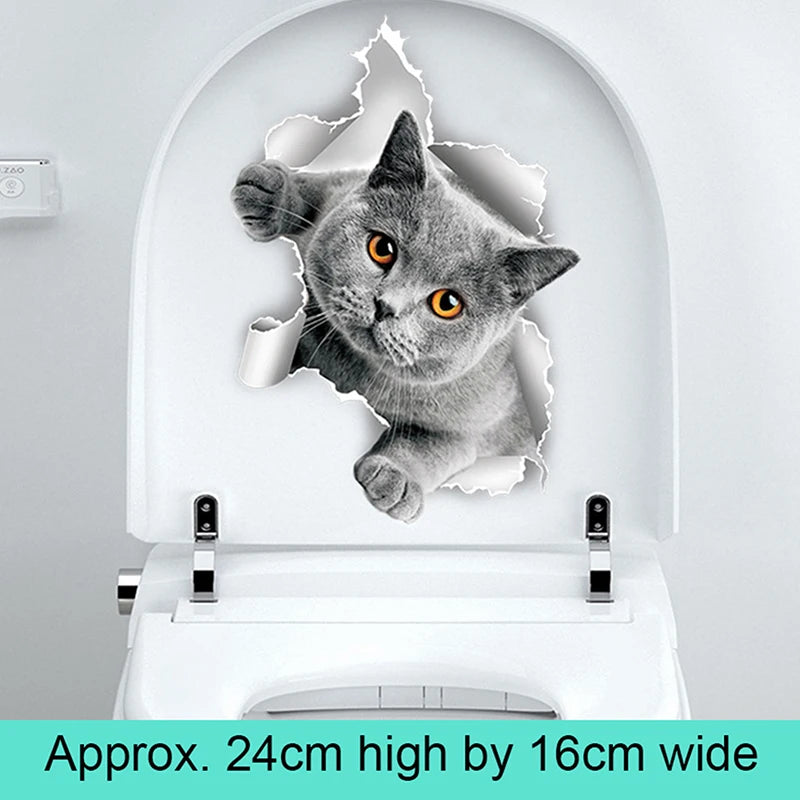 Animal Decals Decor Bathroom Washroom Funny 3D Kitten Toilet Seat Qme 02