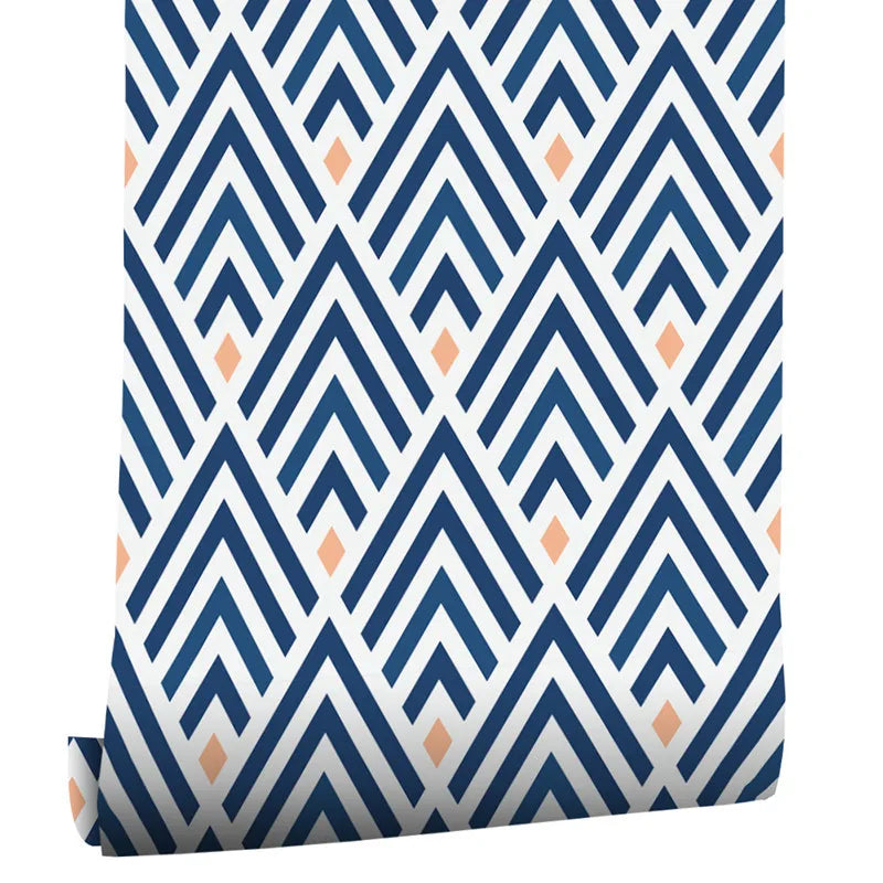 Black White Modern Wallpaper Decorative Wall Removable Self Adhesive Qme Blue Geometry 800cmx45cm