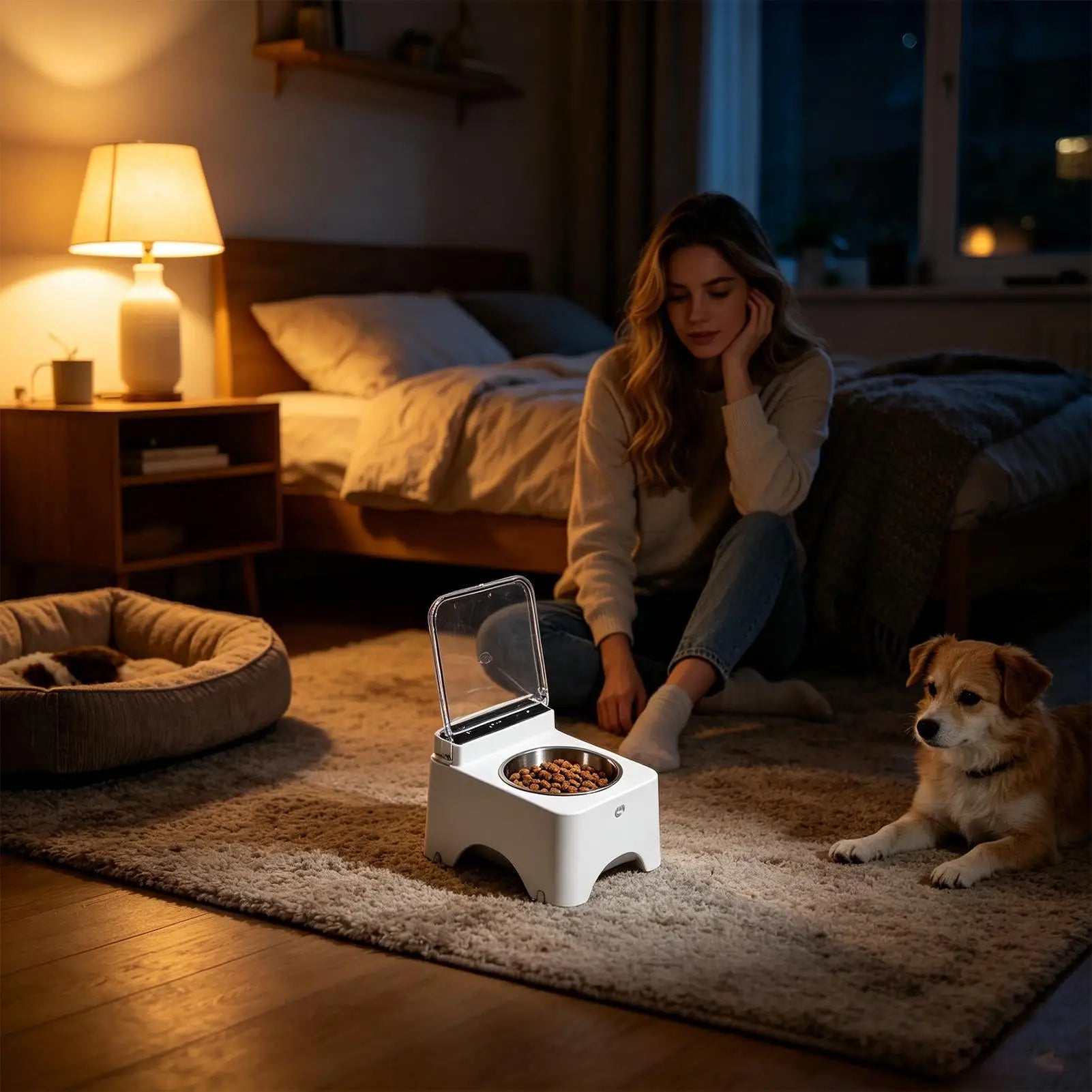 Cat Bowls Automatic Smart Sensing Cat Food Dish For Kitten Pet Indoor Outdoor Living Room Kitchen Home Daily Qme