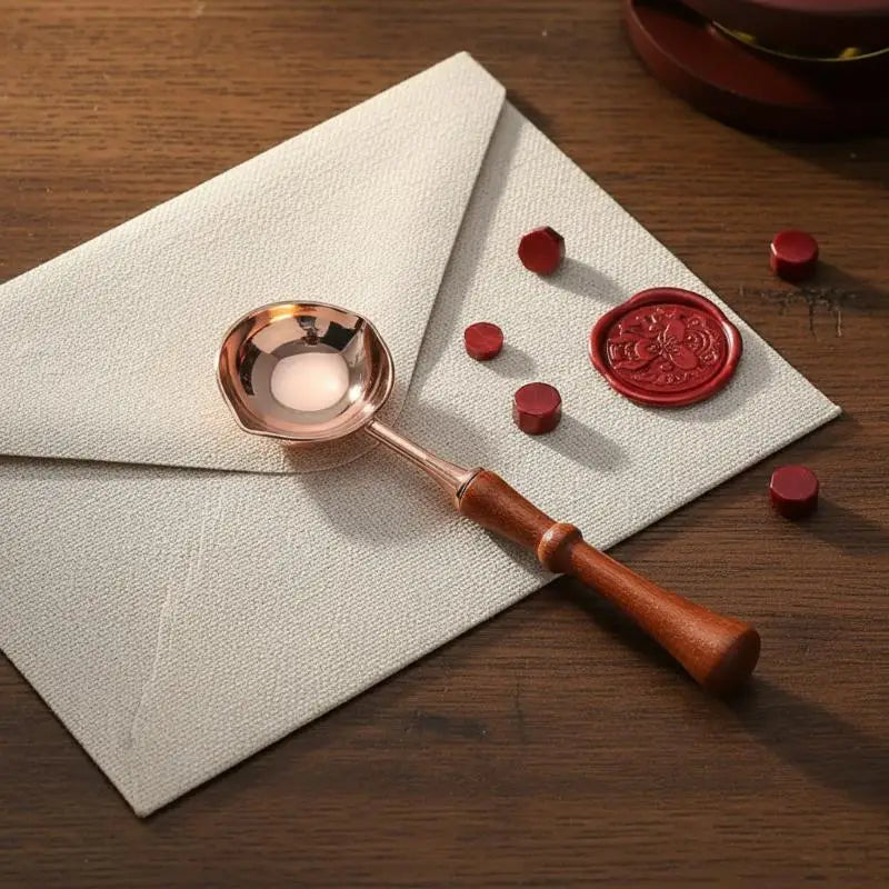Two Diversion Port Wax Seal Spoon Sealing Spoon With Wooden Handel Wax Sealing Stamp Melting Spoon Wax Seal Warmer Wax Seal Qme
