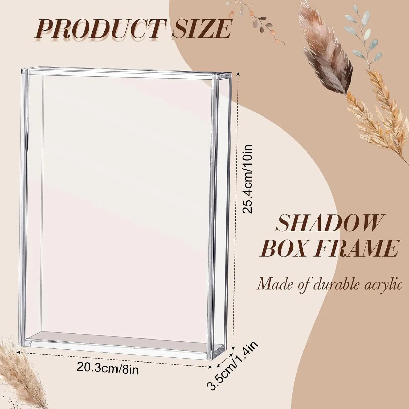 Clear Memory Box Display Case Flowers Tabletop Pictures Holder Qme