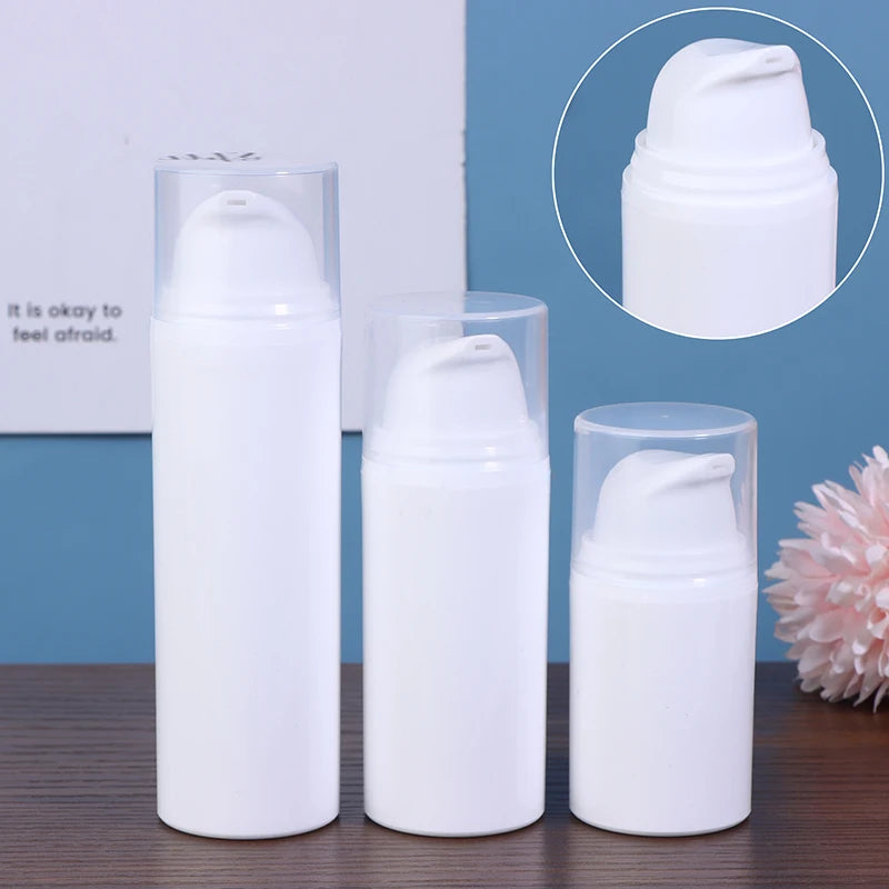 Refillable White Plastic Airless Pump Bottles Cream Emulsion Lotion Qme