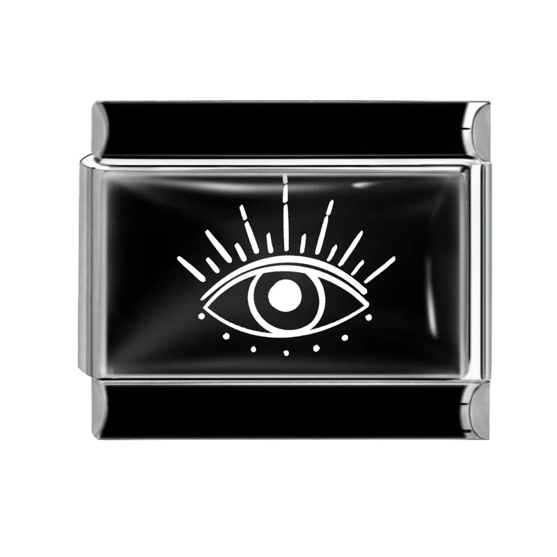 Wholesale Colorful Dog Cat Black Sun Moon Eye Italian Charm Links Fit 9mm Stainless Steel Bracelet Women Jewelry DIY Making Gift Qme Style 16