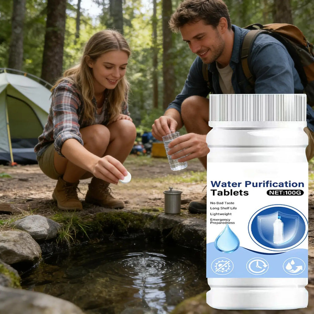 Potable Water Purification Tablets Safe Odorless Portable Effective Camping Hiking Water Filter Tablets for Backpacking Hunting Qme