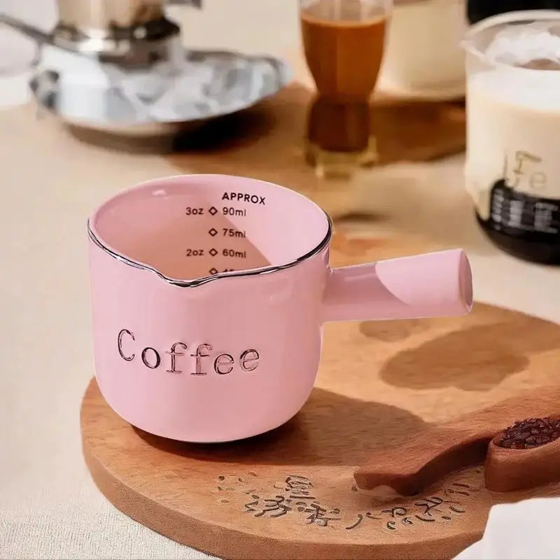 Ceramic Espresso Coffee Measuring Cup Scale Extraction Milk Pitcher Qme B