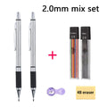 Art Mechanical Pencil Set, Metal Pencil 2mm Graphite Lead Holder (2B) For Writing, Sketching Drawing With Lead Refills Case Qme 2.0mm mix set
