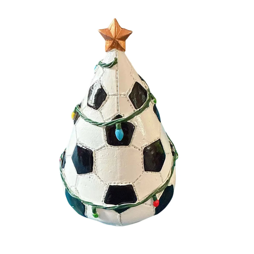 Unique Football Basketball Theme Resin Crafted Christmas Tree Ornament for Indoor Decorations Christmas Tabletop Decoration Qme Beige One Size