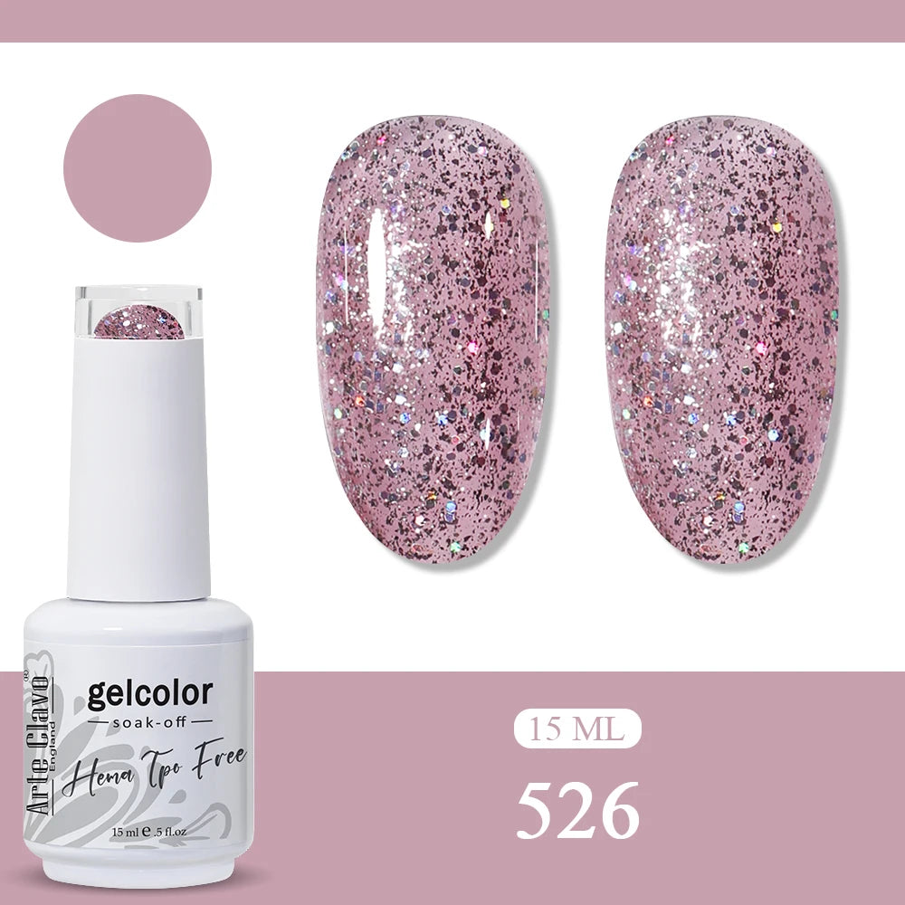 Arte Clavo Glitter Gel Nail Polish HEMA TPO Sliver Champagne