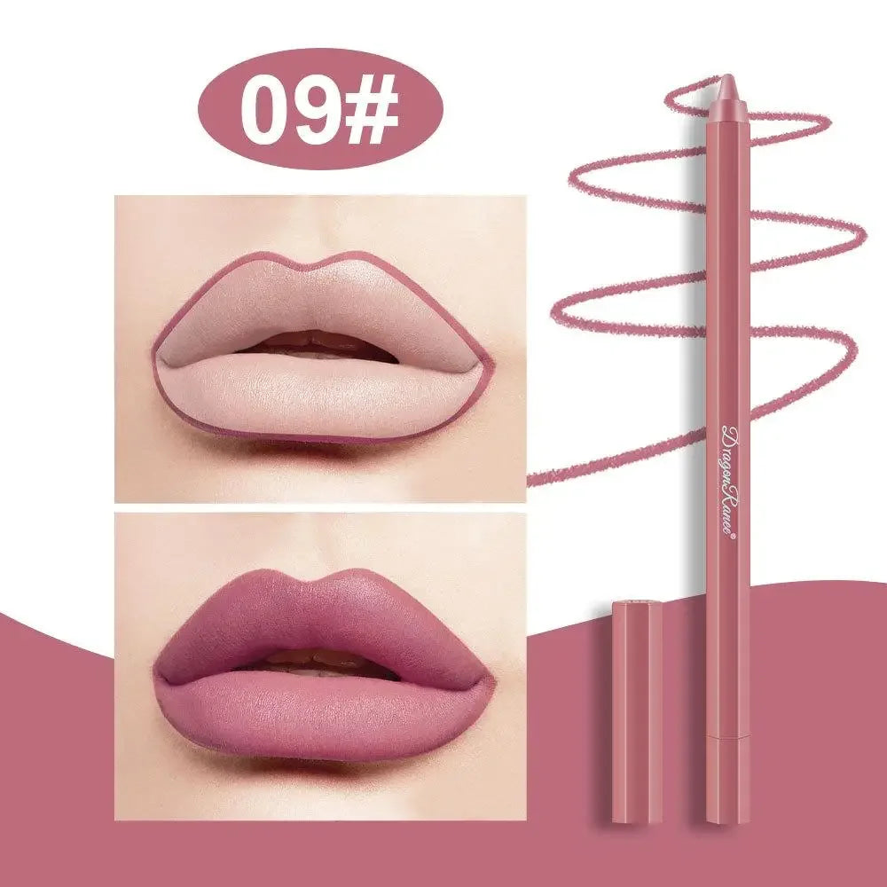 12 Colors Foaming Lipliner Durable Waterproof Soft Mist Lipstick Pen Gentle Pink Brown Purple Colors Matte Lip Contouring Pencil Qme 9