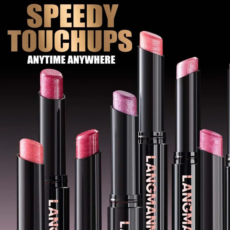 Slanted Tip Lipstick High Shine Pearl Lipstick with Glitter Creamy Texture Hydrating Long Lasting Lip Makeup Cosmetics Lip Stick Qme