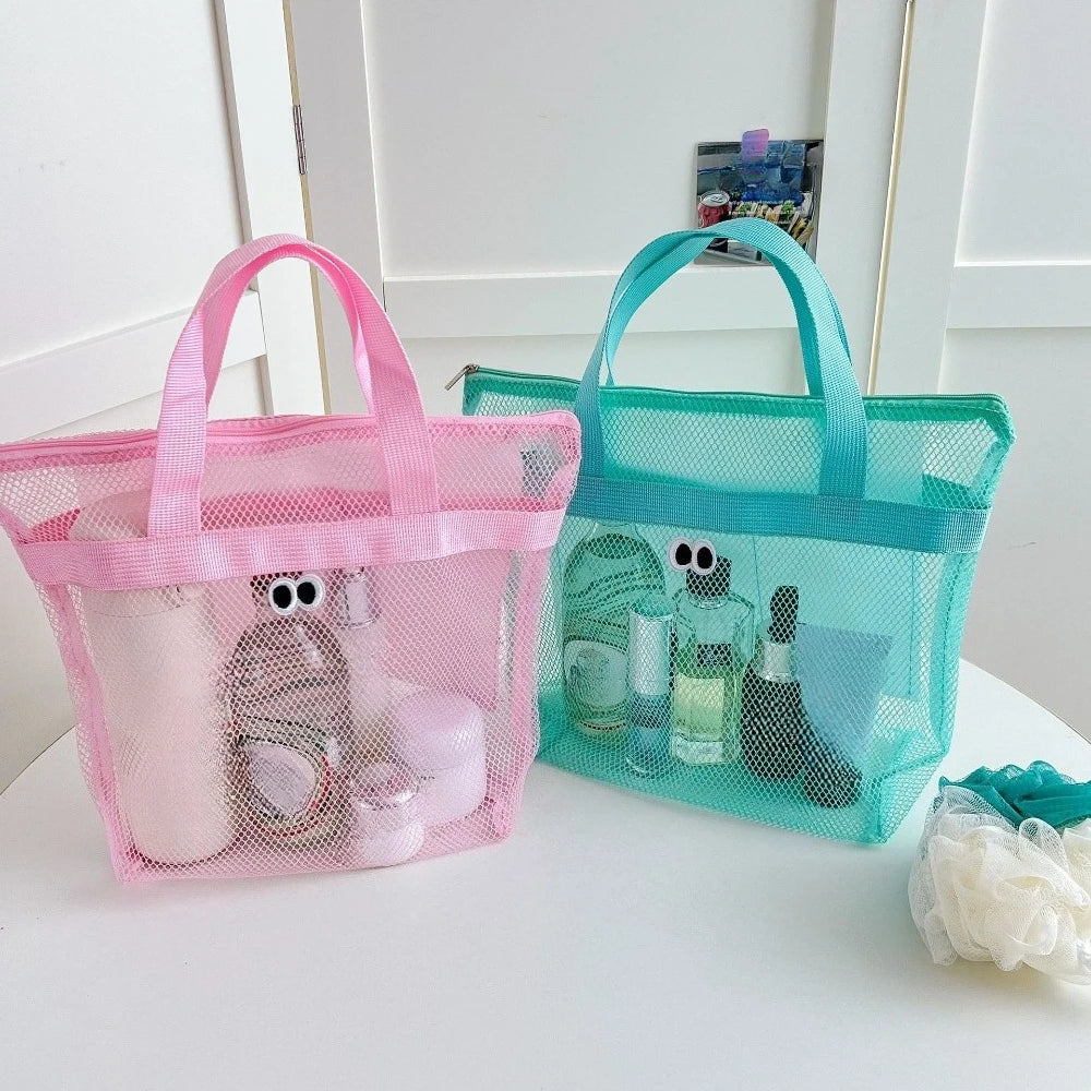 Portable Breathable Mesh Toiletry Bag Compact Organizer for Seaside Trips Swimming Fitness Daily Travel Storage Qme