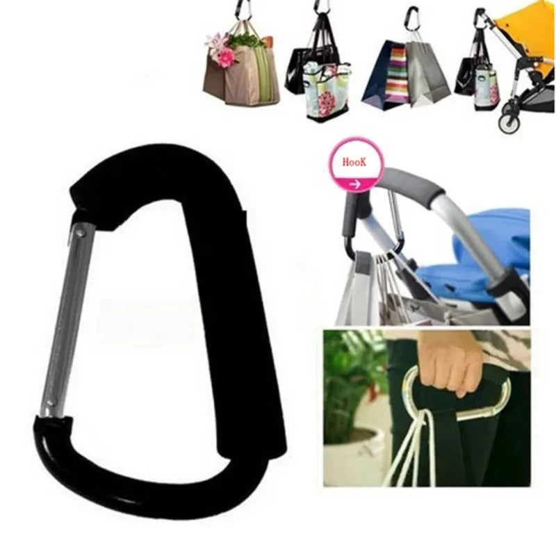 1PCS 13.5X7.1cm Baby Cart Hook Aluminum Alloy Outdoor Climbing Buckle Hook Multifunction D-Shaped Cart Buckle Shopping Bag Hooks Qme