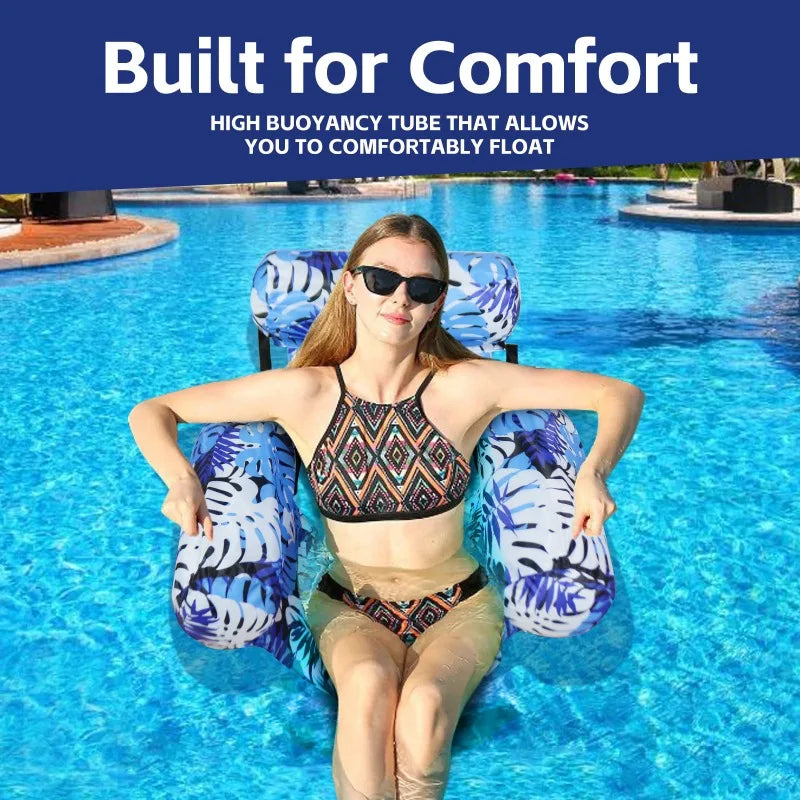 Inflatable Water Park Float Chair Foldable Pool Lounge Sofa Qme