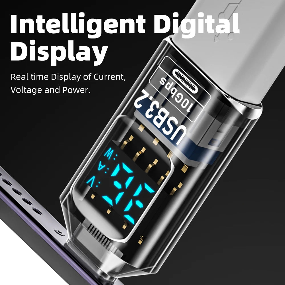 10Gbps USB 3.2 Digital LED Display Adapter USB Male to Type C Converter Fast Charge Data Transmission Adapter For Laptop iPhone Qme