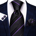 Hi-tie Fashion Black Grey Floral Mens Elegant Tie Handkerchief Qme N-3960
