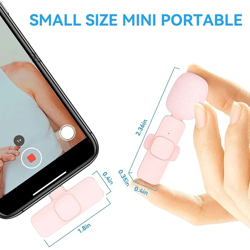 Mini Pink Wireless Microphone Portable Lavalier Phone Camera Live Qme