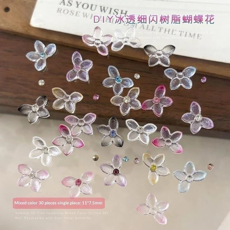 Shiny Rhinestone Nail Art Decorations 3D Glitter Resin Butterfly Qme