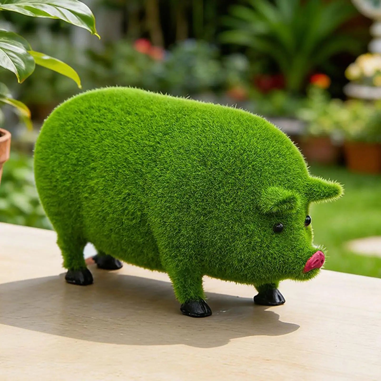 Garden Statue Large Cute Home Decor Flocked Green Garden Statues Animal Decor For Outdoor Yard Patio Porch Lawn Pathway Living Qme
