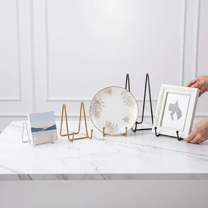 Iron Photo Frame Stand Easel Support Ceramic Disc Studio Album Qme