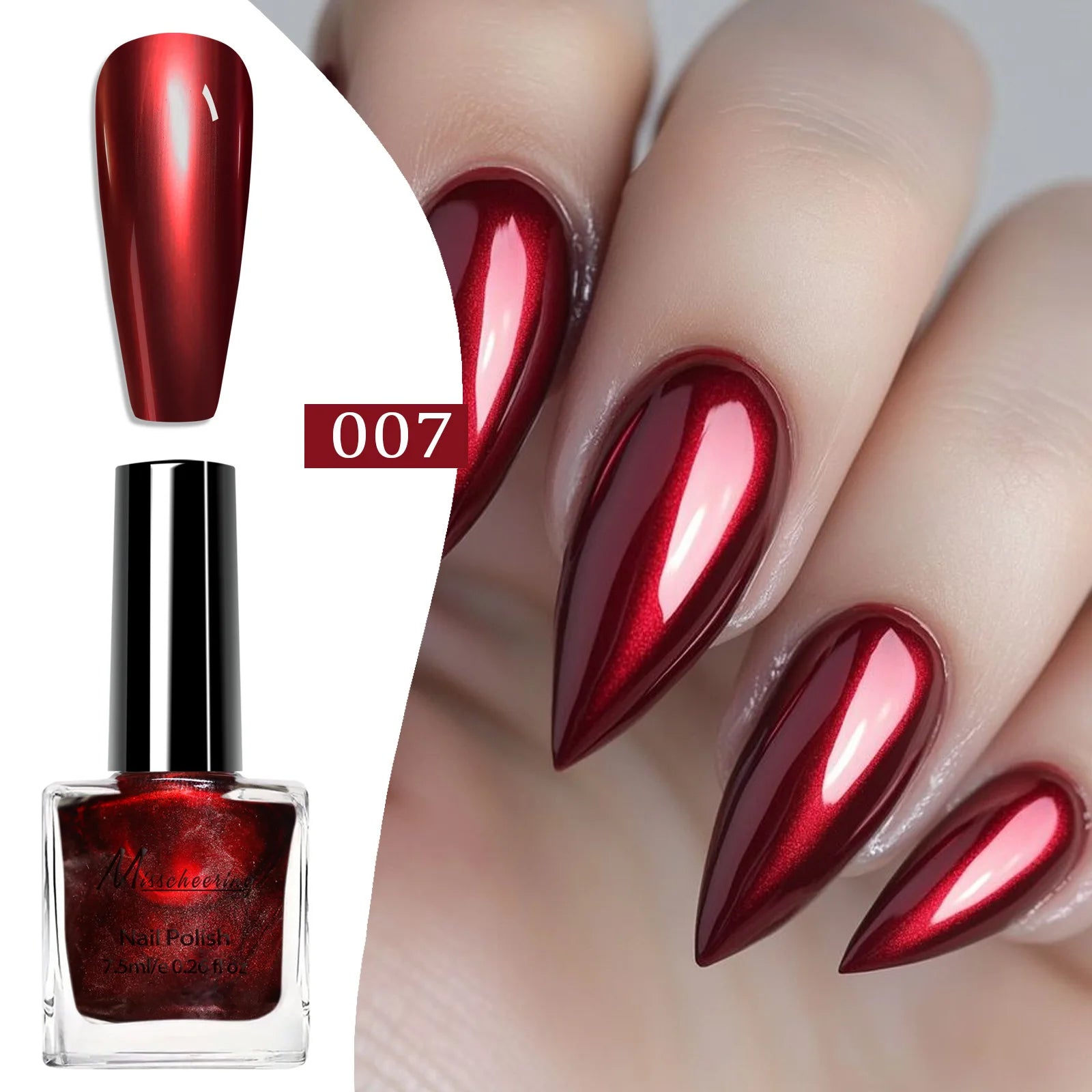 Instant Chrome Nail Polish 12 Colors - No UV Lamp Mirror Effect, Quick Dry Metallic Nail Lacquer, Long Lasting Salon Nail Polish Qme 07