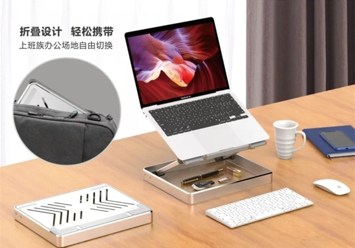 11-17inch Cooling Rack Folding Adjustable Angle Aluminum Alloy Desktop Portable Holder Office Universal Non Slip Laptop Stand Qme