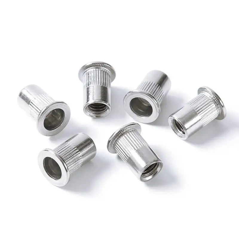 Flat Head Knurled Rivet Nuts Rust Proof 304 Stainless Steel For Car Repair Furniture DIY Use Blind Rivet Nut Insert Tool Qme