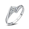 Female Round Zircon Stone Ring Vintage 925 Sterling Silver Color Wedding Jewelry Promise Crystal Engagement Bague for Women Qme 7