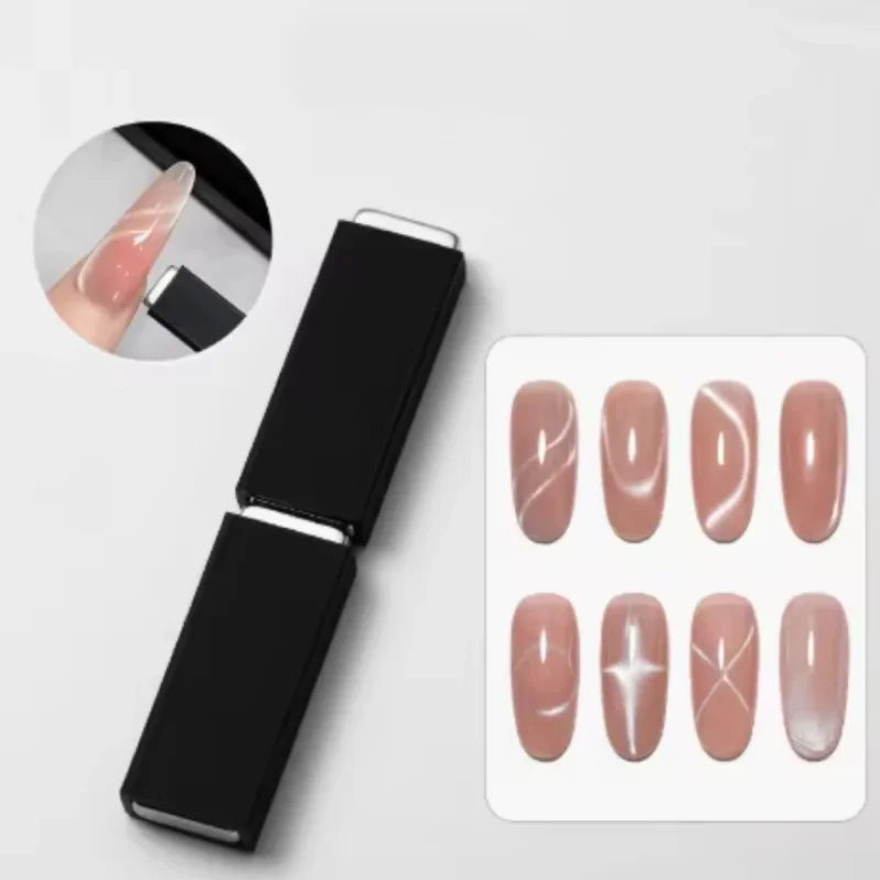 Strong Cat Eye Magnet Create Flowing Ribbon French Side Light Patterns Professional Nail Art Tool with Silicone Cover Qme