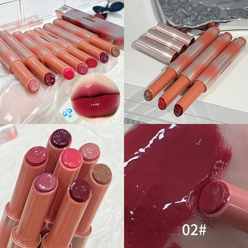 Strawberry Jelly Lipsticks Moisturizing Water Gloss Lip Stick Tint Mirror Clear Lip Gloss Non-Sticky Lips Makeup Korean Cosmetic Qme