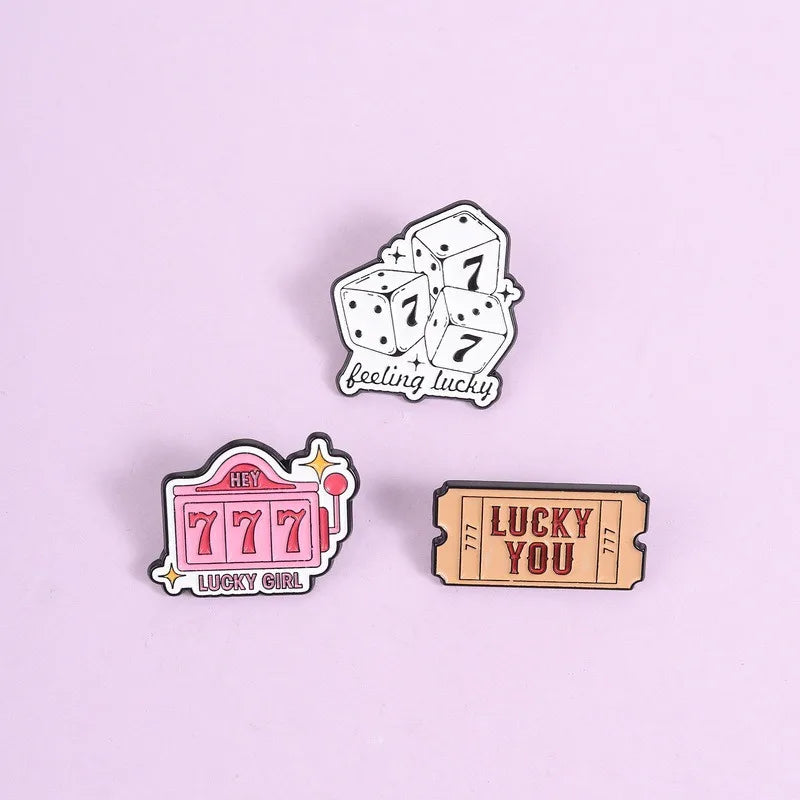 Cute Lucky Number 777 Enamel Pin Stylish Digital Pattern Metal Brooch For Backpack Clothing Decor Collection Holiday Small Gifts Qme